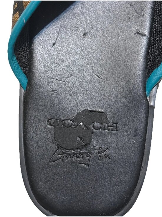 Coach Rexy By Guang Yu Black Blue Flip Flops Men\'s Size 8 / Women\'s Size 9 main image 4